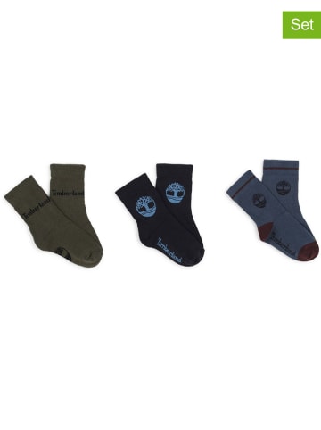 Timberland 3er-Set: Socken in Khaki/ Dunkelblau/ Blau