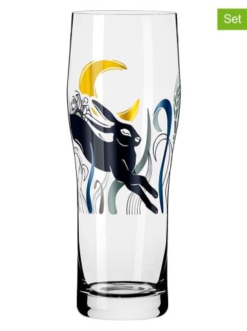 RITZENHOFF 2-delige set: bierglazen "Gebruikstijd 1" zwart/geel - 630 ml