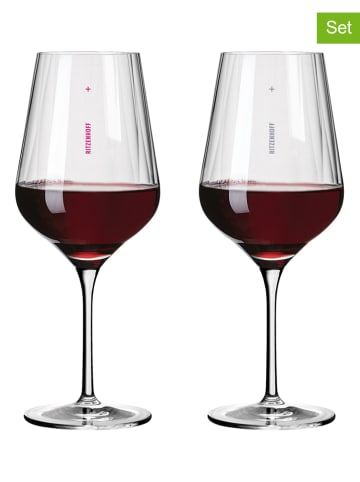 RITZENHOFF 2-delige set: rodewijnglazen "Star cut" roze/grijs - 570 ml