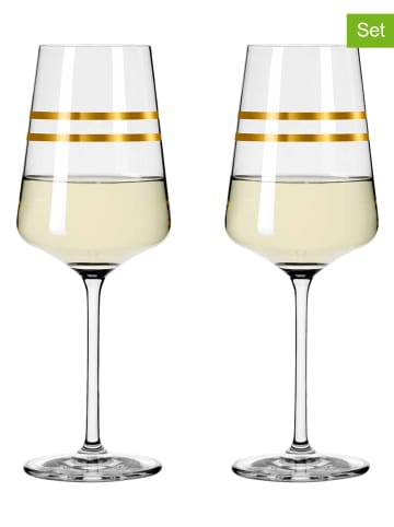 RITZENHOFF 2-delige set: wittewijnglazen "Deluxe" goudkleurig - 400 ml
