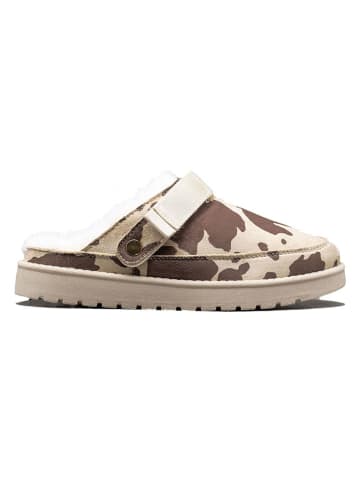 C M Paris Hausschuhe in Creme/ Braun