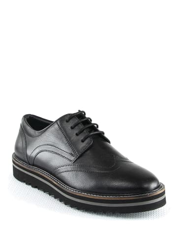 Manoukian shoes Skórzane trzewiki w kolorze czarnym