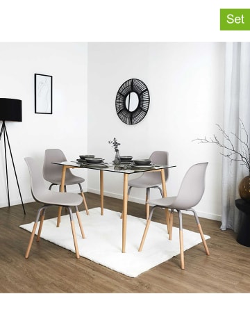 THE HOME DECO FACTORY 4-delige set: eetkamerstoelen taupe - (B)48,5 x (H)85,8 x (D)46 cm