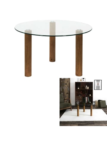 THE HOME DECO FACTORY Salontafel transparant/lichtbruin - (H)45 x Ø 75 cm