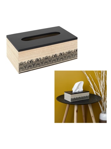 Ethnical Life Kosmetiktuchbox in Schwarz/ Natur - (B)24 x (H)8,5 x (T)14 cm