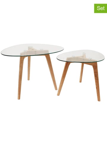 THE HOME DECO FACTORY 2-delige set: bijzettafels naturel/transparant