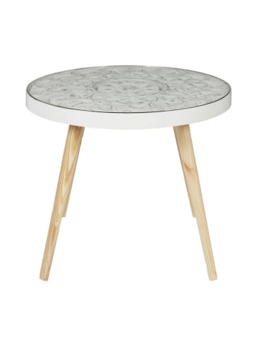 Ethnical Life Beistelltisch in Weiß - (H)41,5 x Ø 50 cm