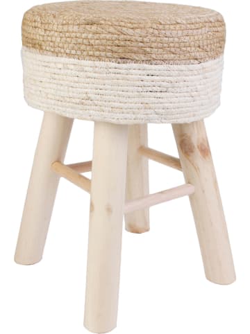 Ethnical Life Hocker in Hellbraun/ Creme - (H)43,5 x Ø 29 cm