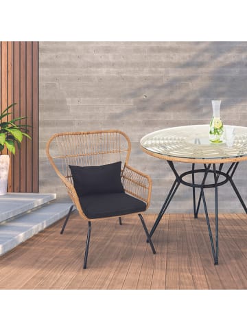 Ethnical Life Outdoor-Sessel "Helsiniki" in Hellbraun - (B)81 x (H)96 x (T)76 cm