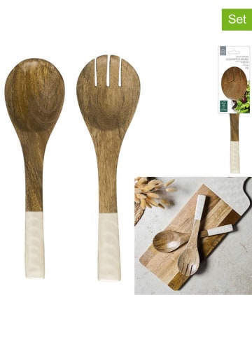 Ethnical Life 2-delige set: saladebestek bruin/crème - (L)30 cm