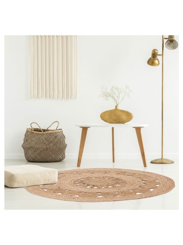 THE HOME DECO FACTORY Jute-Teppich in Hellbraun - Ø 90 cm