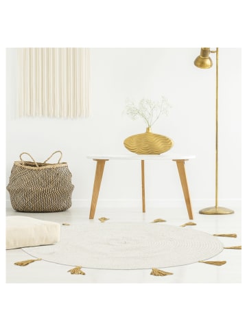 THE HOME DECO FACTORY Katoenen tapijt crème - Ø 90 cm