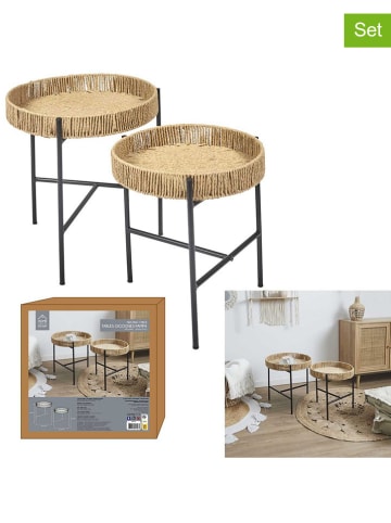Ethnical Life Set van twee tafels "Pampa" lichtbruin/zwart