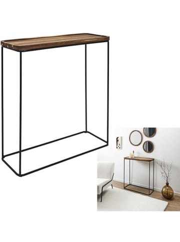 THE HOME DECO FACTORY Stolik konsolowy "Cocooning" w kolorze brązowo-czarnym - 80 x 82 x 30 cm