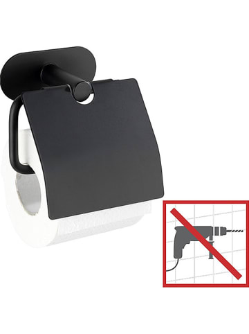 Wenko Edelstahl-Toilettenpapierhalter "Orea" in Schwarz - (B)14 x (H)12,5 x (T)7 cm