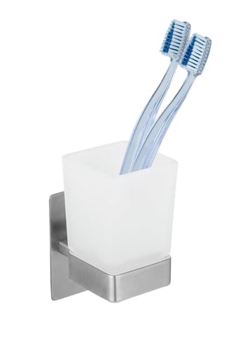 Wenko Zahnputzbecher "Turbo-Loc® Genova" in Weiß - (B)9 x (H)13 x (T)6 cm