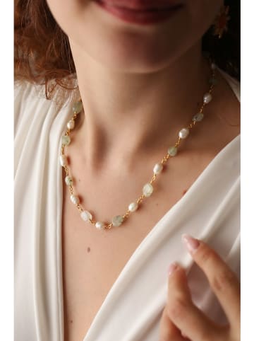 Pierres delicates Vergold. Halskette mit Edelsteinen - (L)43 cm