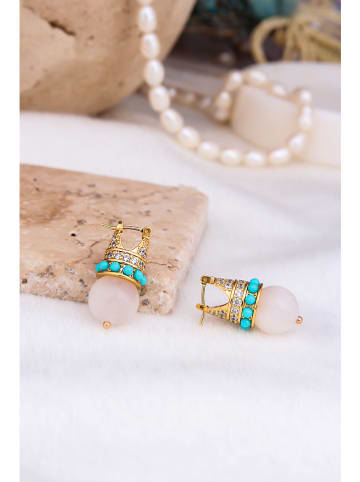 Pierres delicates Pozłacane kolczyki z kamieniami szlachetnymi