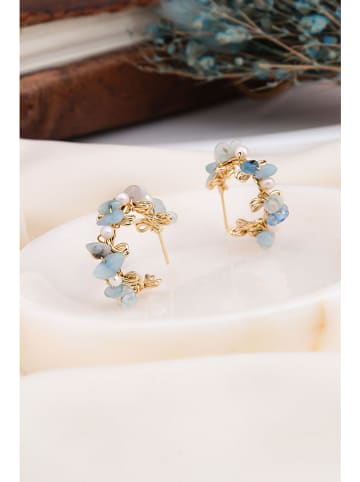 Pierres delicates Pozłacane kolczyki-półkreole z opalami