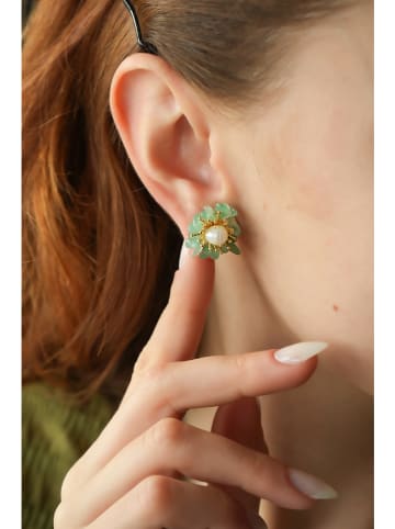 Pierres delicates Perlen-Ohrstecker in Weiß mit Edelsteinen