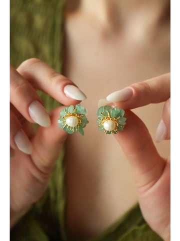 Pierres delicates Perlen-Ohrstecker in Weiß mit Edelsteinen