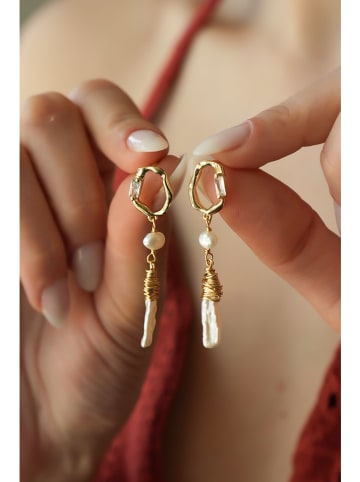 Pierres delicates Perlen-Ohrringe in Rosa