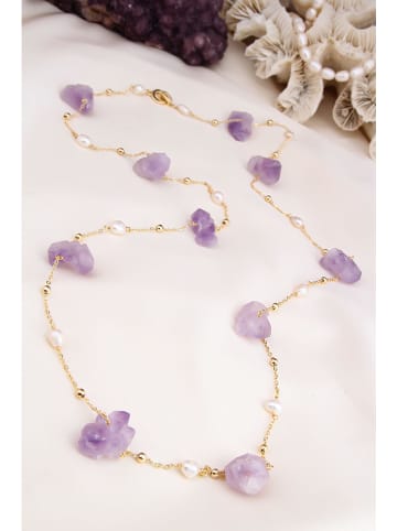 Pierres delicates Vergulde ketting met edelstenen - (L)45 cm