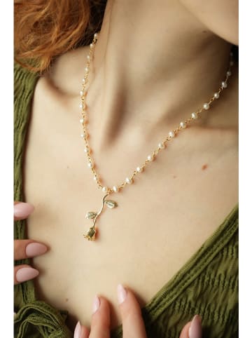 Pierres delicates Parelketting wit met hanger - (L)50 cm