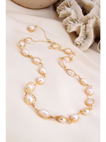 Pierres delicates Naszyjnik w kolorze białym z perłami - dł. 45 cm