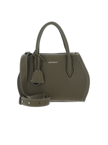 COCCINELLE Leder-Henkeltasche in Khaki - (B)26 x (H)16 x (T)10 cm