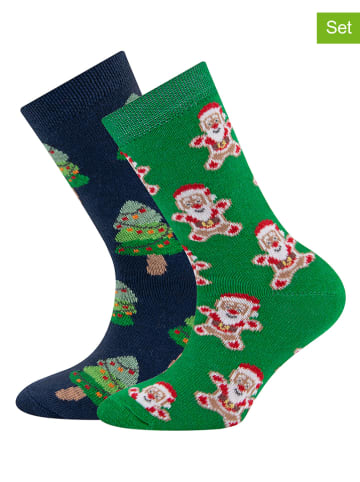 ewers 2-delige set: sokken groen/donkerblauw
