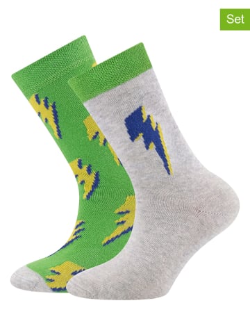 ewers 2-delige set: sokken grijs/groen