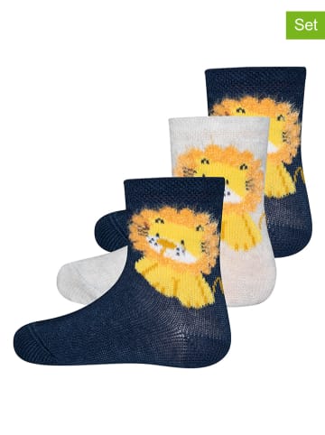 ewers 3er-Set: Socken in Dunkelblau/ Beige