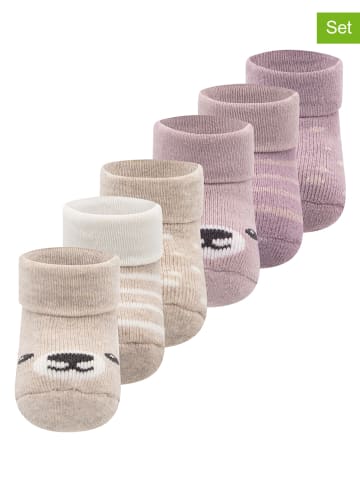 ewers 6-delige set: babysokken beige/lichtroze