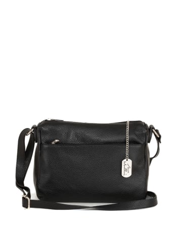 Anna Morellini Leder-Umhängetasche in Schwarz - (B)29 x (H)23 x (T)12 cm