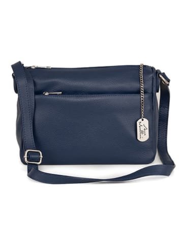 Anna Morellini Leder-Umhängetasche "Orlanda" in Dunkelblau - (B)29 x (H)23 x (T)12 cm