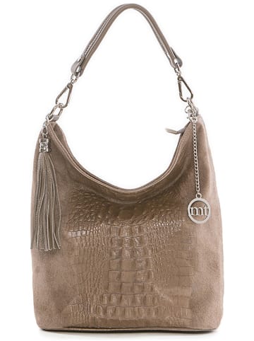 Mia Tomazzi Leder-Schultertasche "Rozzano" in Taupe - (B)26 x (H)28 x (T)12 cm