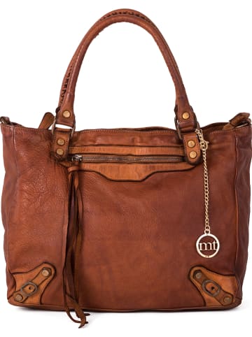 Mia Tomazzi Leder-Schultertasche "Comasina" in Hellbraun - (B)35 x (H)30 x (T)9 cm