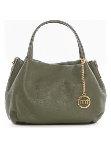 Mia Tomazzi Leren handtas "Maggiore" olijfgroen - (B)28 x (H)20 x (D)12 cm