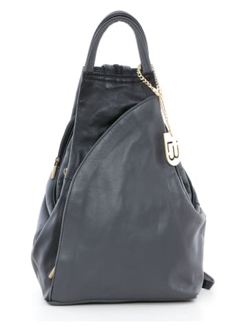 Lucca Baldi Leren rugzak "Novara" donkergrijs/Schwarz- (B)29 x (H)34 x (D)13 cm