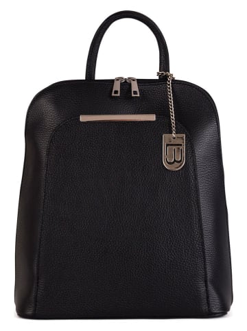 Lucca Baldi Leren rugzak "Cervia" zwart - (B)35 x (H)33 x (D)12 cm