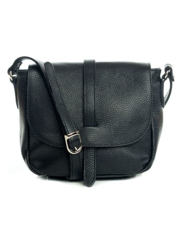 Lia Biassoni Leder-Umhängetasche "Mella" in Schwarz - (B)24 x (H)20 x (T)9 cm