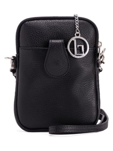Lia Biassoni Leder-Handytasche "Paglia" in Schwarz - (B)15 x (H)20 x (T)1 cm