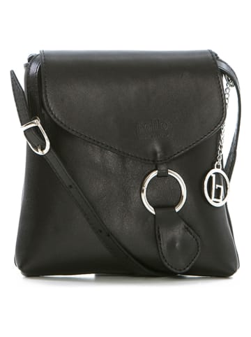 Lia Biassoni Leder-Umhängetasche "Brenta" in Schwarz - (B)21 x (H)22 x (T)4 cm