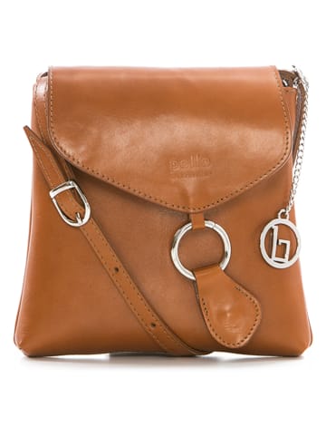 Lia Biassoni Leder-Umhängetasche "Brenta" in Cognac - (B)21 x (H)22 x (T)4 cm
