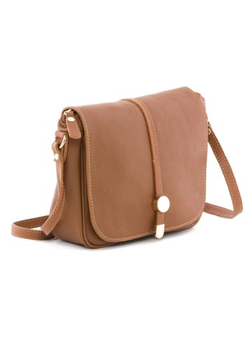 Pia Sassi Leder-Umhängetasche in Hellbraun - (B)25 x (H)23 x (T)7 cm
