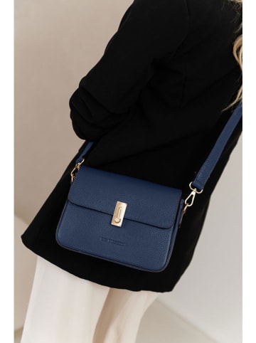 Lia Biassoni Leren schoudertas donkerblauw - (B)22 x (H)16 x (D)7 cm