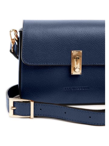 Lia Biassoni Leder-Umhängetasche in Dunkelblau - (B)22 x (H)16 x (T)7 cm