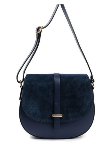 Lia Biassoni Leren schoudertas donkerblauw - (B)23 x (H)20 x (D)6 cm