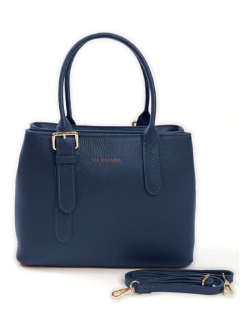 Lia Biassoni Leder-Henkeltasche in Dunkelblau - (B)33 x (H)25 x (T)11 cm